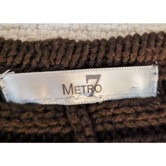 Metro 7 Women's Chocolate Brown Open Front Short Sleeve Cardigan Size Large - Picture 6 of 9
